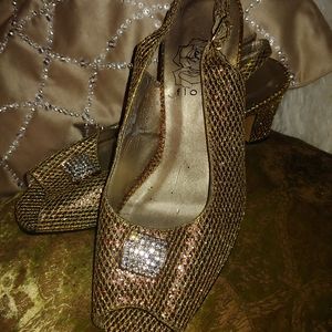 Floral slingback bling shoes